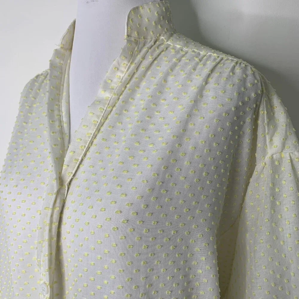 Lisa Marie Fernandez Women's Cream Yellow Polka Dot Long Sleeve Coverup Dress